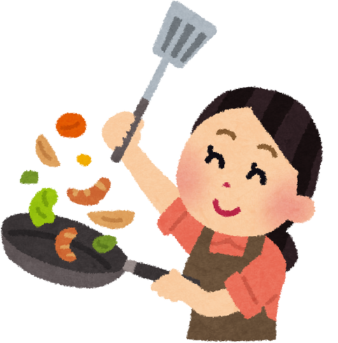 Illustration of a Joyful Mother Cooking with a Frying Pan