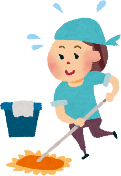 Illustration of a Woman Cleaning the Floor